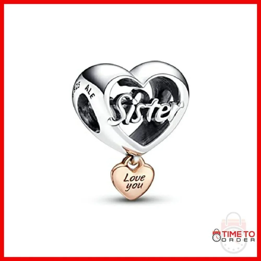 Sterling Silver Heart Charm Bracelet Bead Family Jewelry Gift